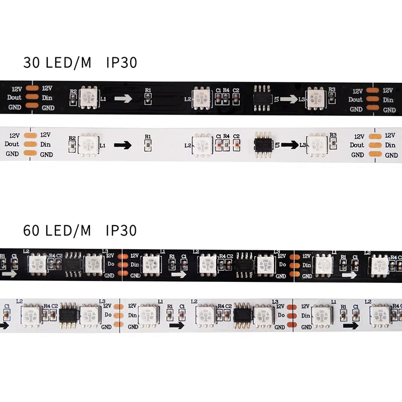 Ultra Bright Addressable RGB Strip WS2811 12V