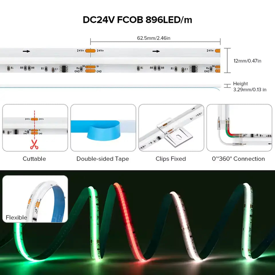 FCOB Addressable RGBW  Strip WS2814 24V