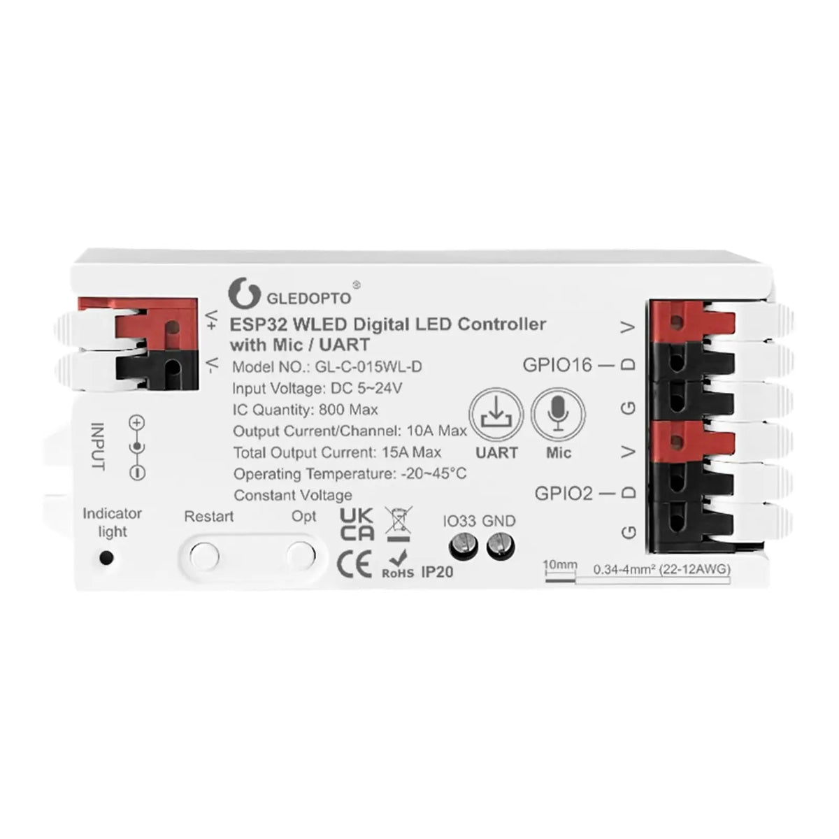 15A WLED ESP32 Addressable Controller
