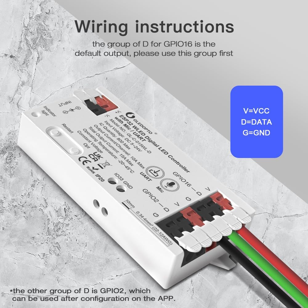 15A WLED ESP32 Addressable Controller