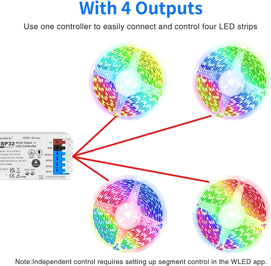 4 Channel WLED ESP32 Addressable Controller