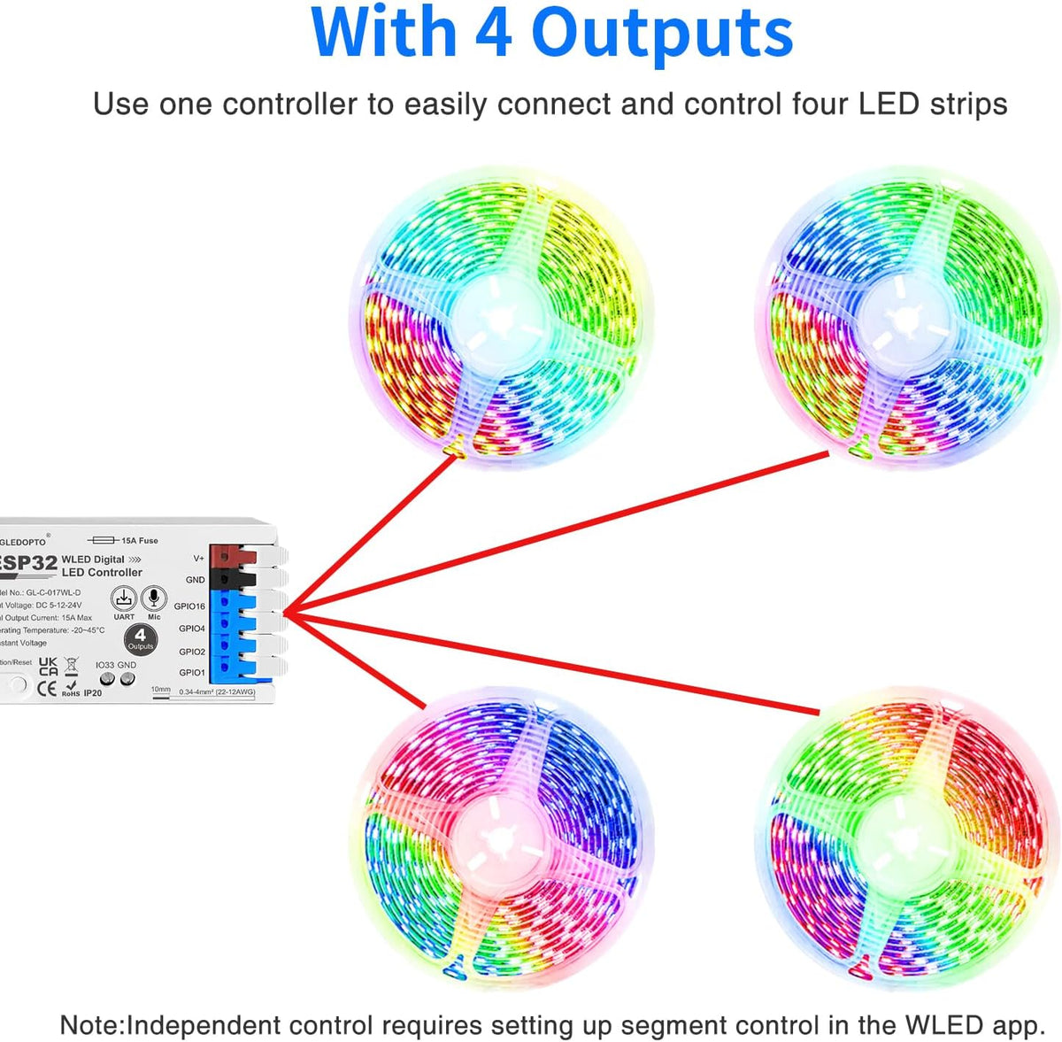 4 Channel WLED ESP32 Addressable Controller