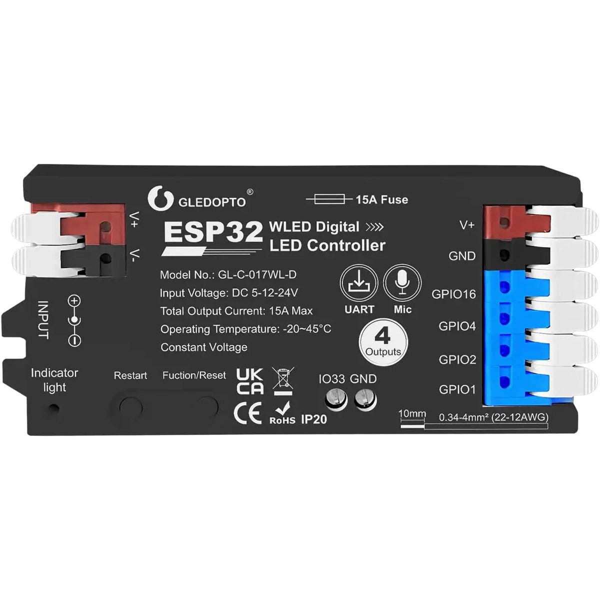 4 Channel WLED ESP32 Addressable Controller