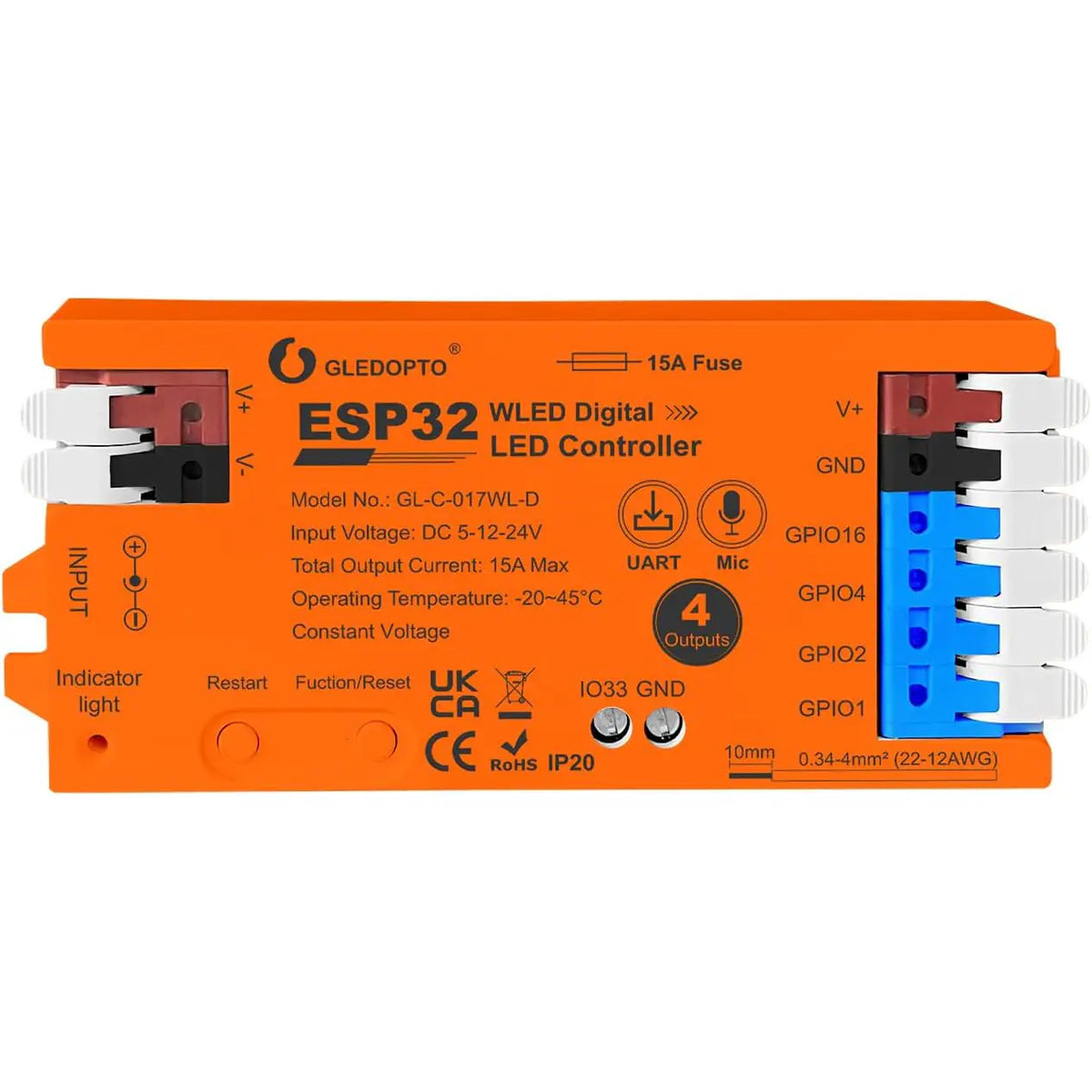 4 Channel WLED ESP32 Addressable Controller