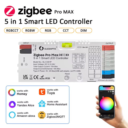 Zigbee Pro Max 5in1 LED RGBCCT Controller