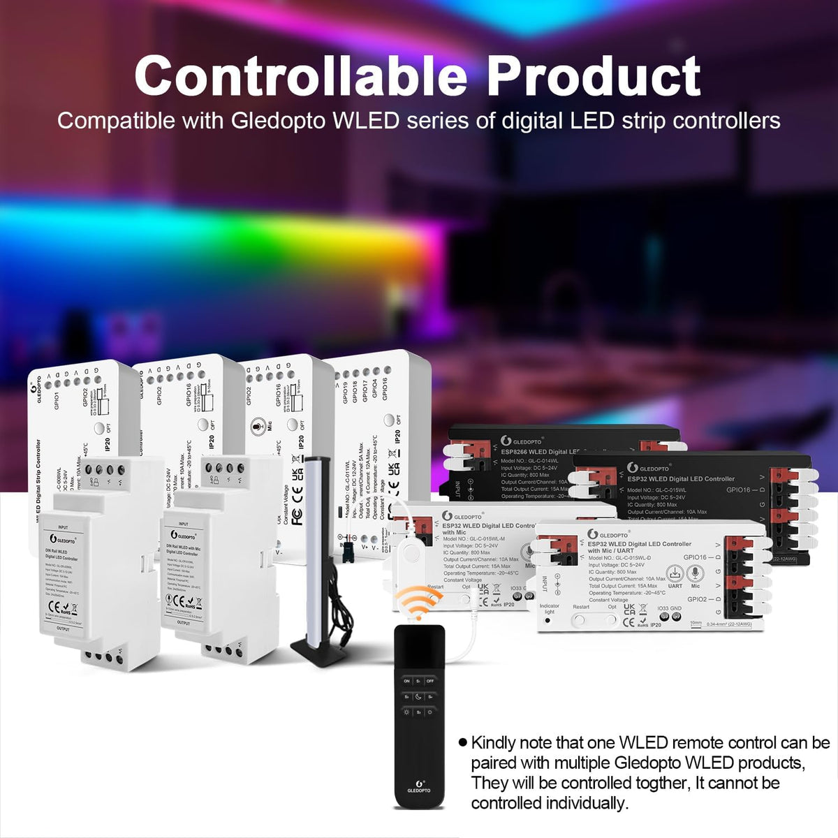 Gledopto WLED WiFi Remote Control 9-Keys
