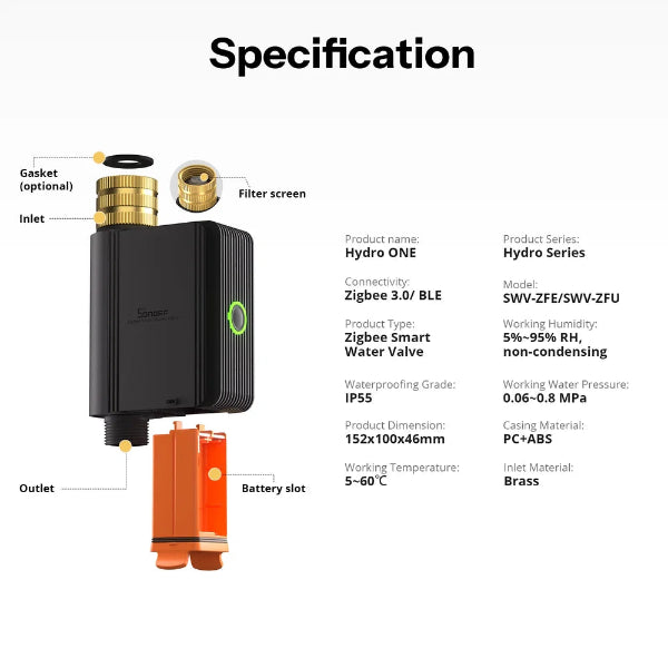 Sonoff Hydro ONE Zigbee Smart Water Valve