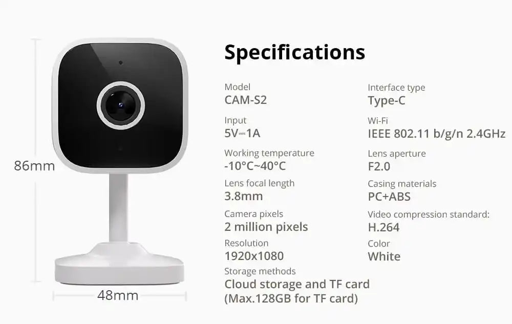 Sonoff Cam Slim Gen2 Wi-Fi Smart Home Security Camera