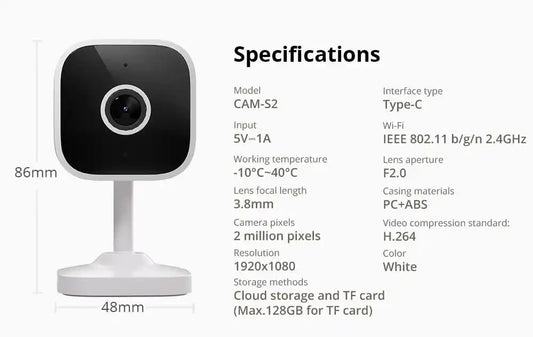 Sonoff Cam Slim Gen2 Wi-Fi Smart Home Security Camera