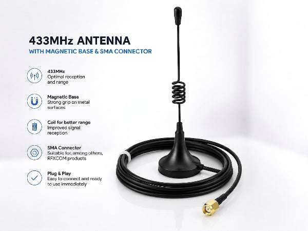 433 MHz Magnetic Base Antenna with 1 m Cable