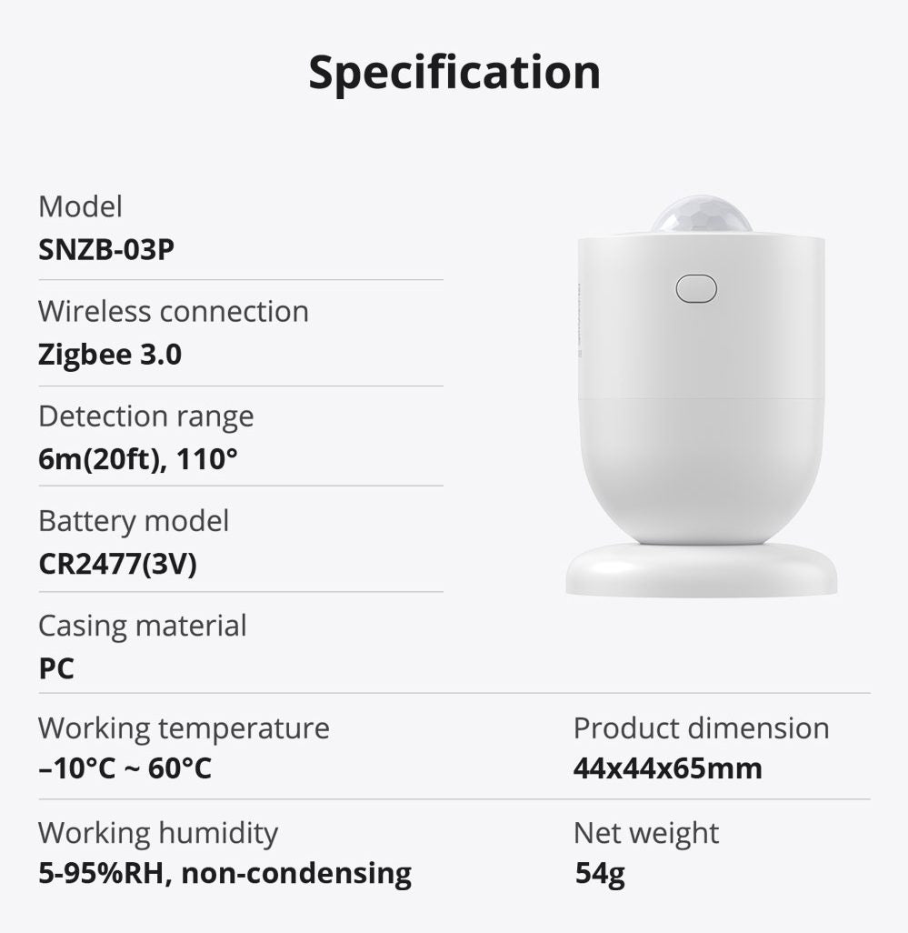 Sonoff Zigbee PIR Motion Sensor