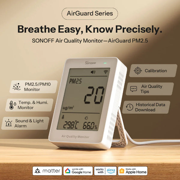 Sonoff AirGuard PM2.5 Matter Over Wi-Fi Air Quality Monitor