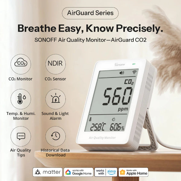 Sonoff AirGuard CO2 Matter Over Wi-Fi Air Quality Monitor