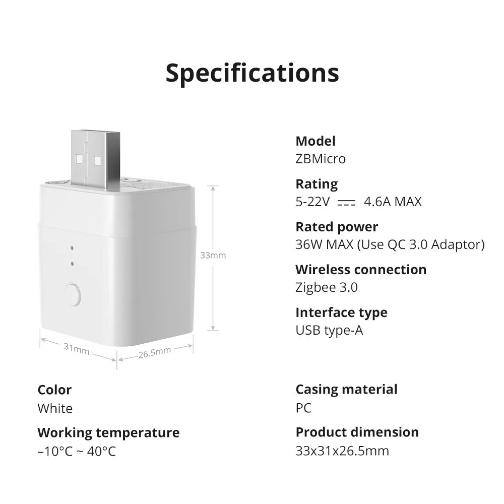 Sonoff Micro Zigbee USB Smart Plug and Router