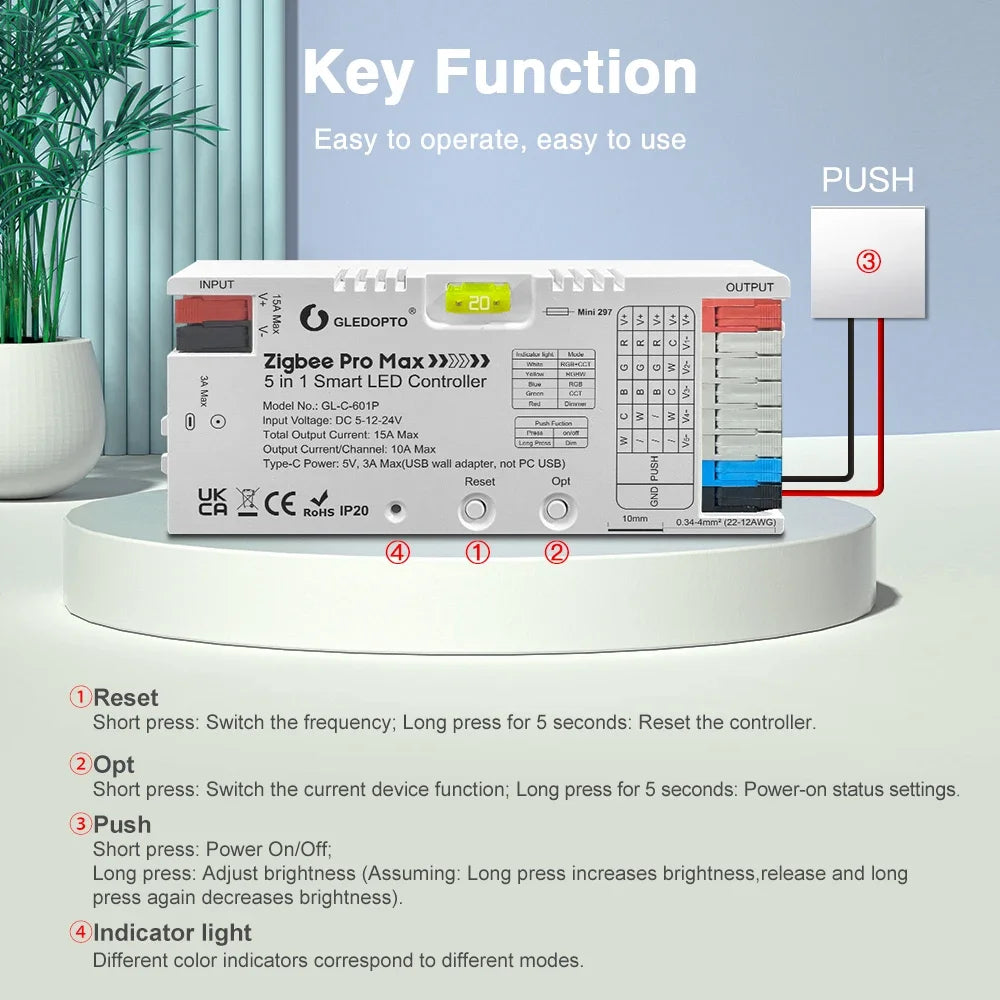 Zigbee Pro Max 5in1 LED RGBCCT Controller