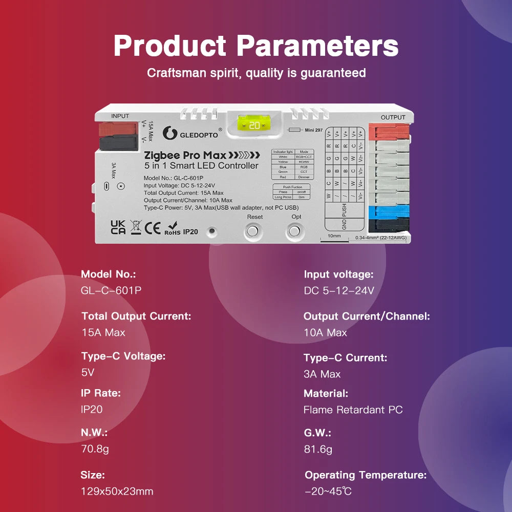 Zigbee Pro Max 5in1 LED RGBCCT Controller