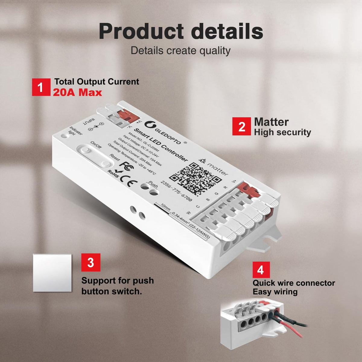 Smart RGBCCT Alexa Connect Kit Matter LED Controller