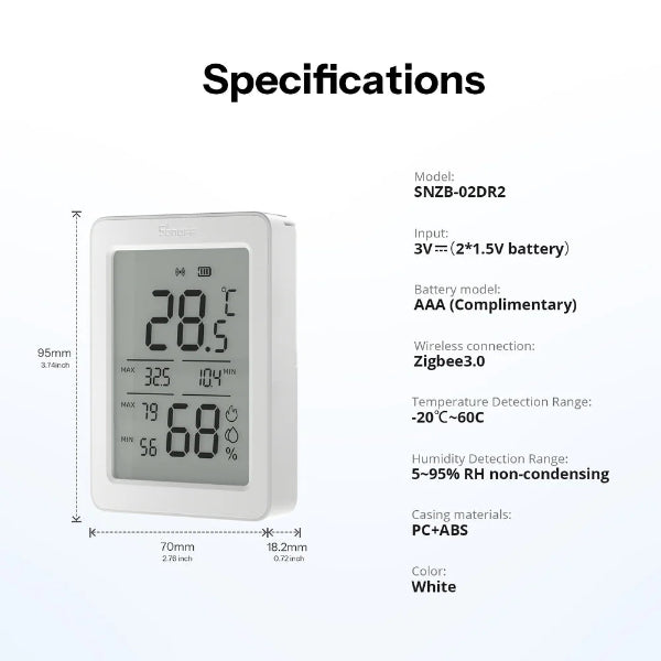Sonoff AirGuard TH 3.6'' LCD Zigbee Temperature And Humidity Sensor