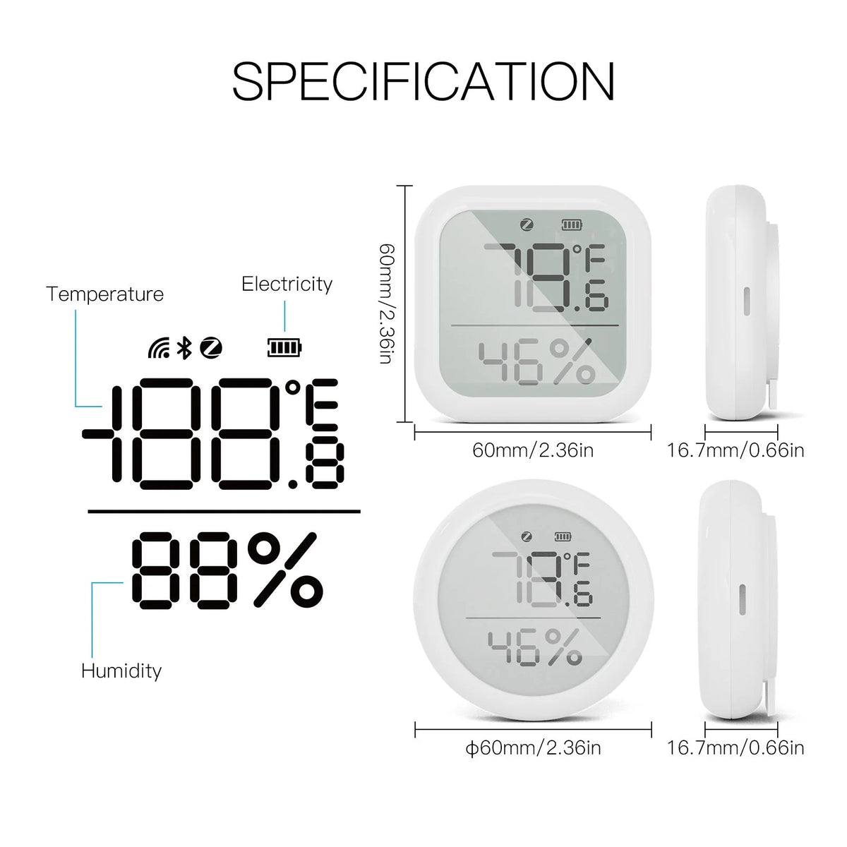 Zigbee Temperature Humdity Sensor LCD Display