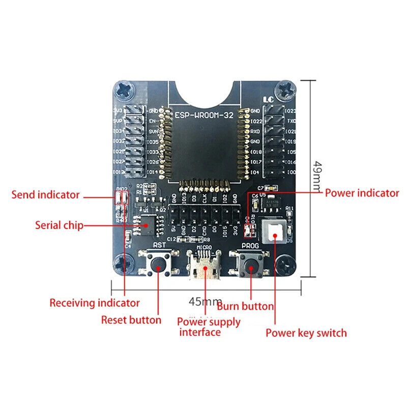 ESP32 Programmer And Test Development Board For ESP32-WROOM Modules